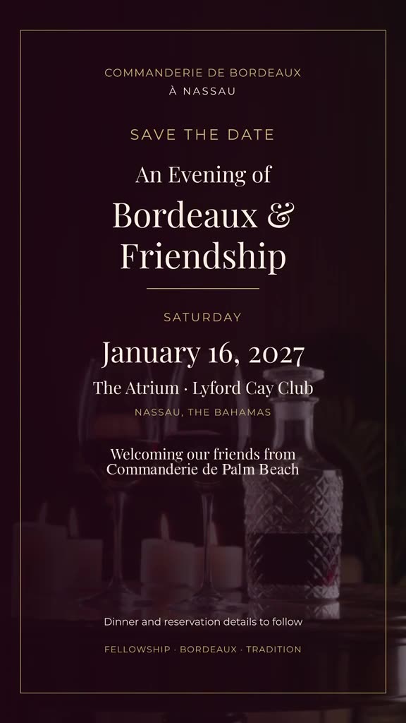 Invitation for the January dinner welcoming Commanderie de Palm Beach